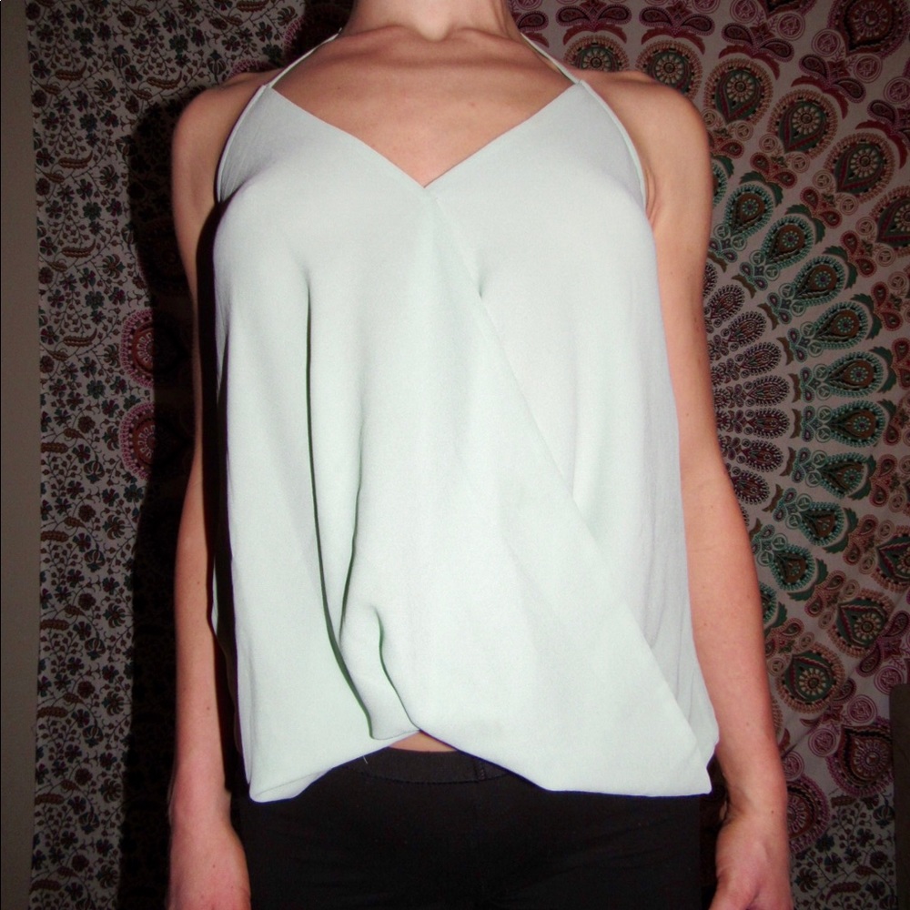 Pale green drapey tank